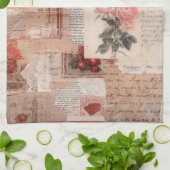 Vintage Romantische Rose Collage (2) Geschirrtuch (Gefaltet)