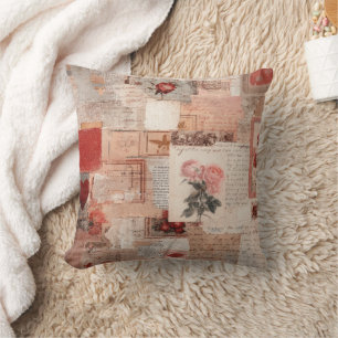 Vintage Romantische Rose Collage (2) Kissen