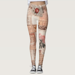 Vintage Romantische Rose Collage (2) Leggings