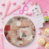 Vintage Romantische Rose Collage (2) Pappteller (Party)