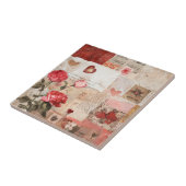Vintage Romantische Rose Collage (3) Fliese (Seite)