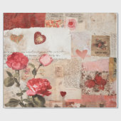 Vintage Romantische Rose Collage (3) Geschenkpapier (Flach)