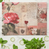 Vintage Romantische Rose Collage (3) Geschirrtuch (Gefaltet)