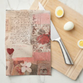 Vintage Romantische Rose Collage (3) Geschirrtuch (Viertel Falte)