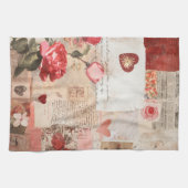Vintage Romantische Rose Collage (3) Geschirrtuch (Horizontal)