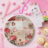 Vintage Romantische Rose Collage (3) Pappteller (Party)
