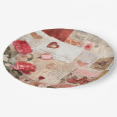Vintage Romantische Rose Collage (3) Pappteller (Schrägansicht)