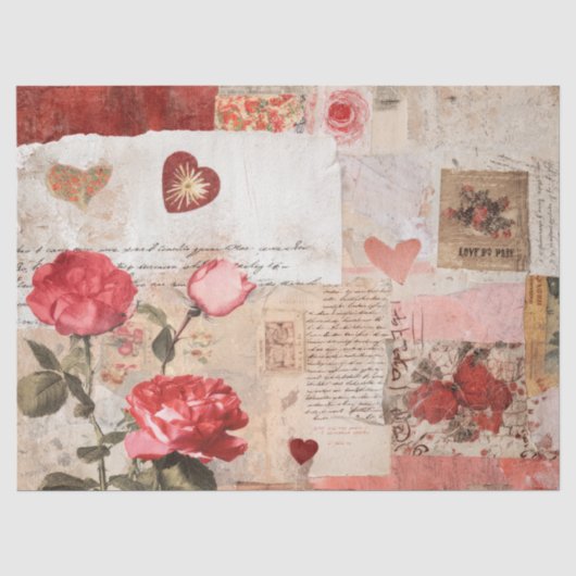 Vintage Romantische Rose Collage (3) Seidenpapier (Vorderseite)