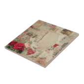 Vintage Romantische Rose Collage (4) Fliese (Seite)
