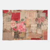 Vintage Romantische Rose Collage (5) Geschirrtuch (Horizontal)