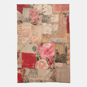 Vintage Romantische Rose Collage (5) Geschirrtuch