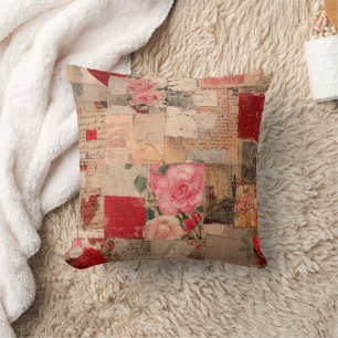 Vintage Romantische Rose Collage (5) Kissen