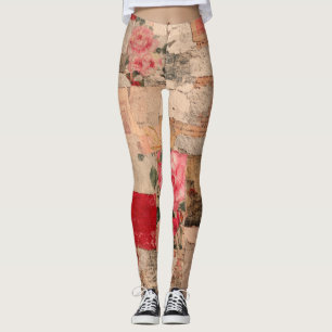 Vintage Romantische Rose Collage (5) Leggings