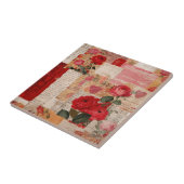 Vintage Romantische Rose Collage (6) Fliese (Seite)