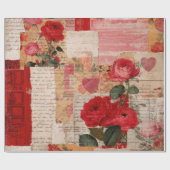 Vintage Romantische Rose Collage (6) Geschenkpapier (Flach)