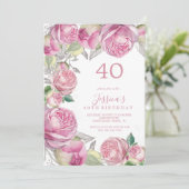 Vintage romantische Rose Geburtstag Einladung (Stehend Vorderseite)