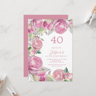 Vintage romantische Rose Geburtstag Einladung