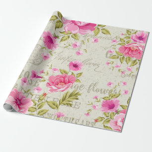 Vintage Romantische Rose Geschenkpapierrolle Geschenkpapier