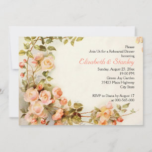 Vintage romantische Rose Hochzeit Probe Dinner Einladung