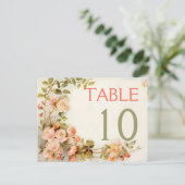 Vintage romantische Rose Hochzeit Tischnummer (Stehend Vorderseite)