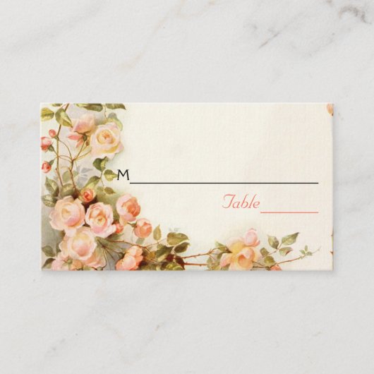 Vintage romantische Rose Hochzeitssitze Platzkarte (Vorderseite)