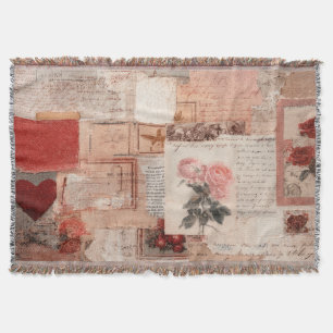 Vintage Romantische Rose-Kollage (2) Decke