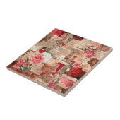 Vintage Romantische Rose-Kollage (7) Fliese (Seite)
