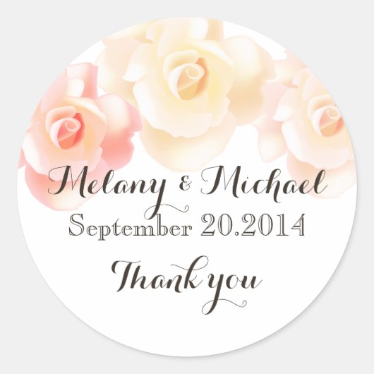 Vintage romantische Rose vielen Dank Runder Aufkleber (Vorderseite)