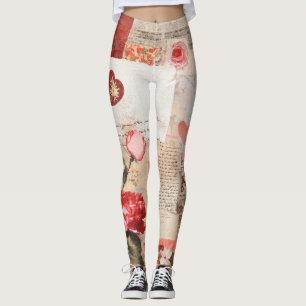 Vintage romantische Rosen-Collage (3) Leggings