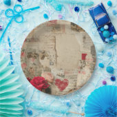 Vintage Romantische Rosen Collage (4) Pappteller (Party)