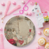Vintage Romantische Rosen Collage (4) Pappteller (Party)