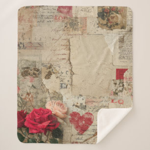 Vintage Romantische Rosen Collage (4) Sherpadecke