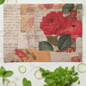 Vintage Romantische Rosen Collage (6) Geschirrtuch (Gefaltet)