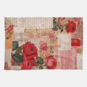 Vintage Romantische Rosen Collage (6) Geschirrtuch (Horizontal)