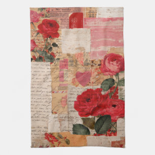 Vintage Romantische Rosen Collage (6) Geschirrtuch