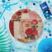Vintage Romantische Rosen Collage (6) Pappteller (Party)