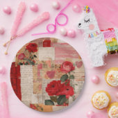Vintage Romantische Rosen Collage (6) Pappteller (Party)