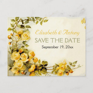 Vintage romantische Rosen Hochzeit Save the Date Ankündigungspostkarte