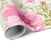 Vintage romantische Rosen-Verpackungs-Papier-Rolle Geschenkpapier (Rolleneckpunkt)