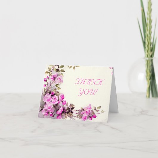 Vintage romantische Rosenhochzeit Danke (Vorderseite)