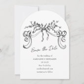 Vintage romantische Schwarz-weiße Hochzeitsplattfo Einladung (Vorderseite)