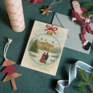 Vintage Romantische Stolz und Vorurteil Weihnachte Folien Feiertagskarte