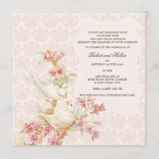 Vintage romantische Vögel in der Liebe Hochzeit Einladung
