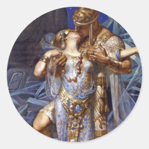 vintage romantisches Paar Antonius Kleopatra klass Runder Aufkleber