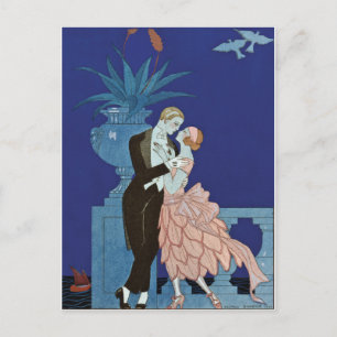 Vintage romantisches Paar ~ "Oui" Postkarte