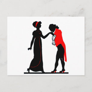 Vintage romantisches Paar Werbungssilhouette Postkarte