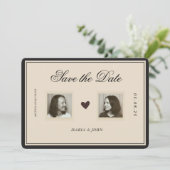 Vintage Romantisches Redaktionsfoto Save the Date (Stehend Vorderseite)