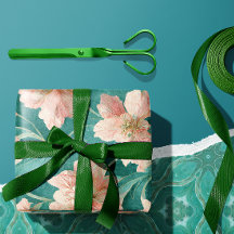 Vintage romantisches Teal- und rosa Blumenmuster
