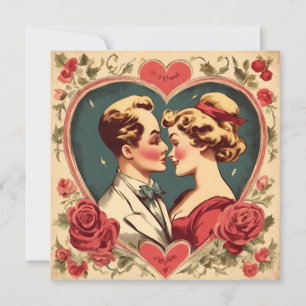Vintage romantisches Valentinstag-Paar Feiertagskarte