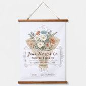 Vintage-Romanze-Seitenblumen Maßdesign Wandteppich Mit Holzrahmen (Vorderseite)